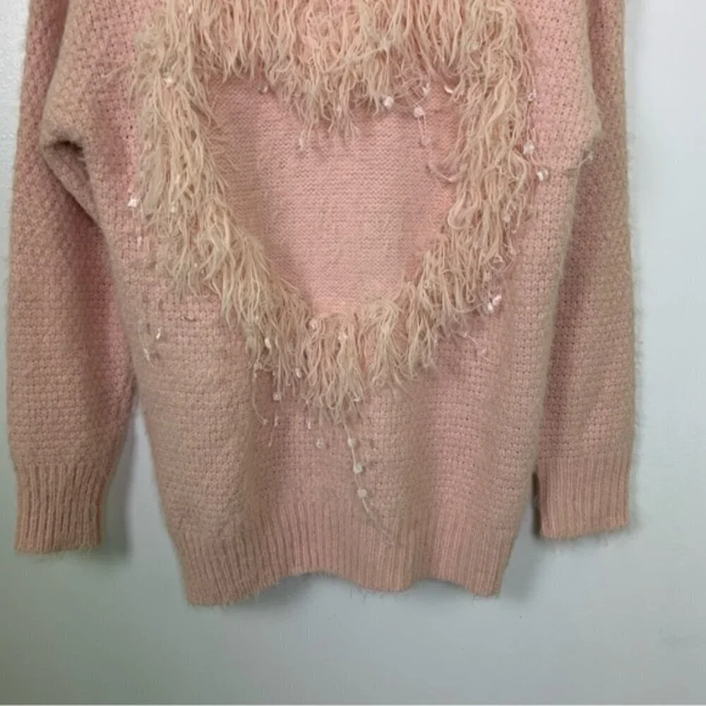 Molly Bracken Fuzzy Heart Knit Sweater